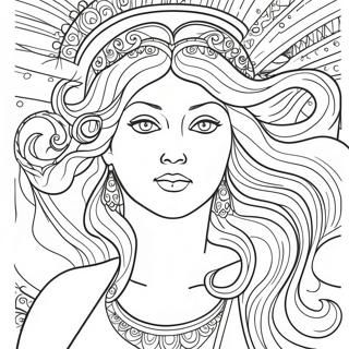 Majestic Goddess With Flowing Hair Coloring Page 9527-7782