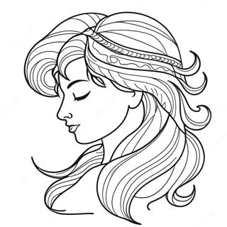 Majestic Goddess With Flowing Hair Coloring Page 9527-7783