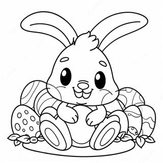 Cute Easter Bunny With Eggs Coloring Page 9537-7785