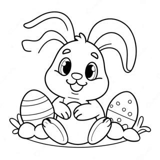 Cute Easter Bunny With Eggs Coloring Page 9537-7786