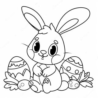 Cute Easter Bunny With Eggs Coloring Page 9537-7787