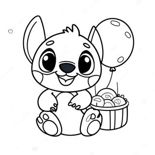 Stitch With Colorful Balloons Coloring Page 9627-7855