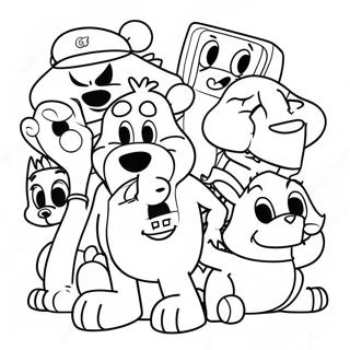 90s Cartoon Characters Coloring Page 9636-7866