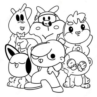 90s Cartoon Characters Coloring Page 9636-7868