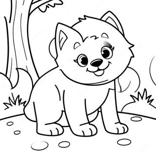 Playful Wolf Pup Coloring Page 9657-7884