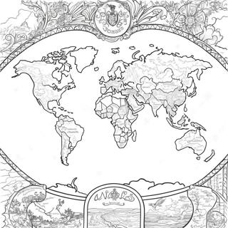 Detailed World Map Coloring Page 9667-7890