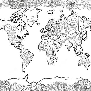 Detailed World Map Coloring Page 9667-7891