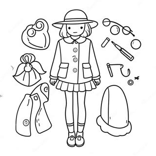 Cute Aesthetic Preppy Outfit Coloring Page 9677-7897