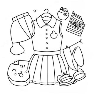 Cute Aesthetic Preppy Outfit Coloring Page 9677-7898