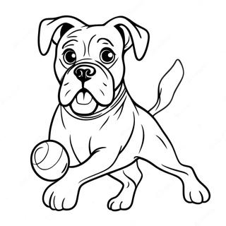 Boxer Dog Playing Fetch Coloring Page 9686-7901