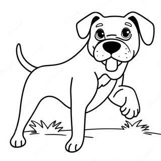 Boxer Dog Playing Fetch Coloring Page 9686-7902