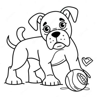 Boxer Dog Playing Fetch Coloring Page 9686-7904