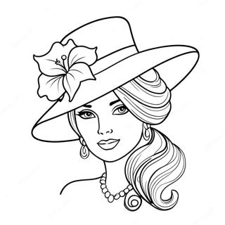 Elegant Coquette With Hat Coloring Page 9707-7924