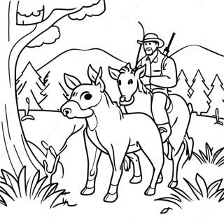 Hunting Scene Coloring Page 971-770