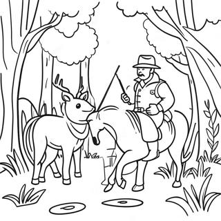 Hunting Scene Coloring Page 971-771