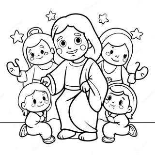 Cute Jesus With Children Coloring Page 9797-7993