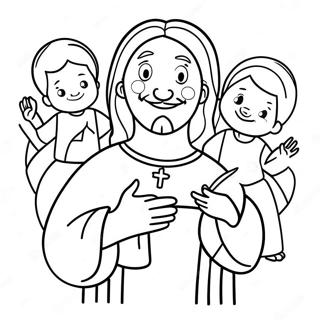 Cute Jesus With Children Coloring Page 9797-7994