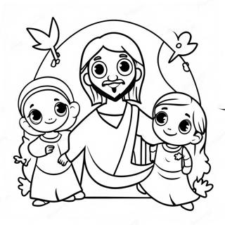 Cute Jesus With Children Coloring Page 9797-7995