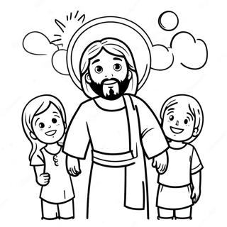 Cute Jesus With Children Coloring Page 9797-7996