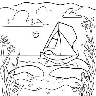 Watercolor Ocean Scene Coloring Page 9836-8018