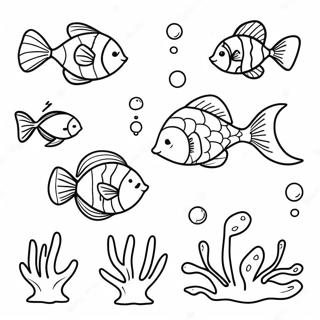 Watercolor Underwater Creatures Coloring Page 9837-8023