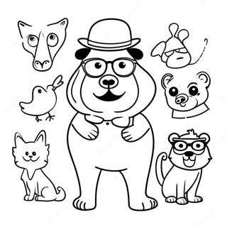 Hipster Animals Coloring Page 9847-8044