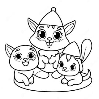 Cute Elf Pets Playing Coloring Page 9877-8065