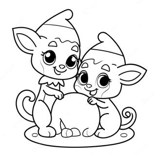 Cute Elf Pets Playing Coloring Page 9877-8067