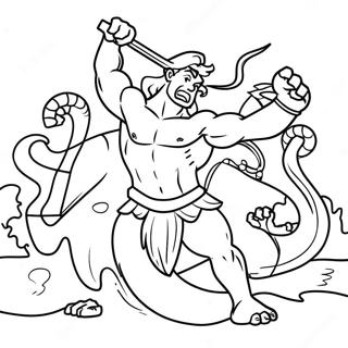 Hercules Fighting The Hydra Coloring Page 9887-8061