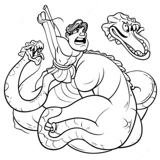 Hercules Fighting The Hydra Coloring Page 9887-8063