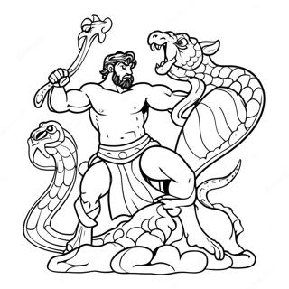 Hercules Fighting The Hydra Coloring Page 9887-8064