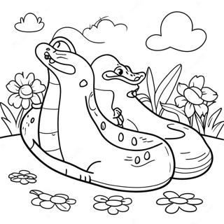 Colorful Crocs In The Garden Coloring Page 9907-8083