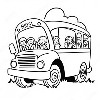 Fun School Bus With Happy Kids Coloring Page 9917-8093