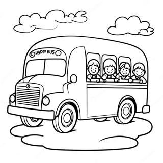 Fun School Bus With Happy Kids Coloring Page 9917-8094