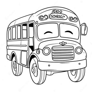 Fun School Bus With Happy Kids Coloring Page 9917-8095