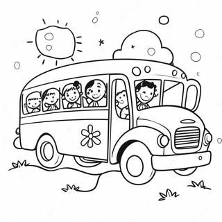 Fun School Bus With Happy Kids Coloring Page 9917-8096