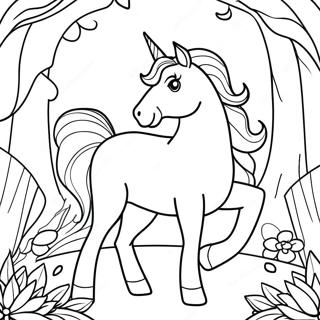 Majestic Unicorn In Enchanted Forest Coloring Page 9927-8101