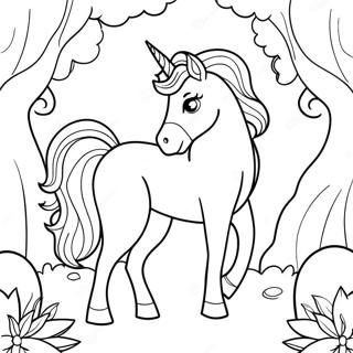 Majestic Unicorn In Enchanted Forest Coloring Page 9927-8102