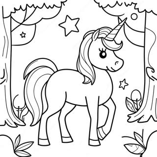 Majestic Unicorn In Enchanted Forest Coloring Page 9927-8103