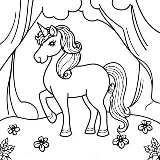 Majestic Unicorn In Enchanted Forest Coloring Page 9927-8104