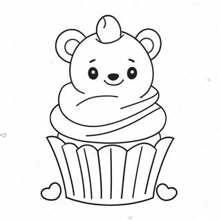 Cute Gummy Bear In A Cupcake Coloring Page 9947-8114