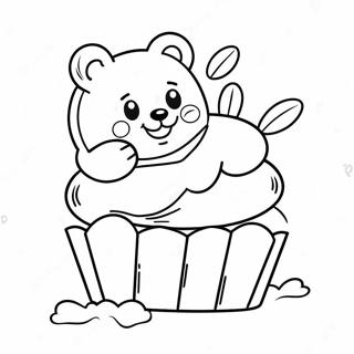 Cute Gummy Bear In A Cupcake Coloring Page 9947-8115