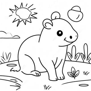 Cute Capybara In The Sun Coloring Page 9957-8122