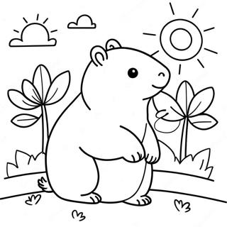 Cute Capybara In The Sun Coloring Page 9957-8123