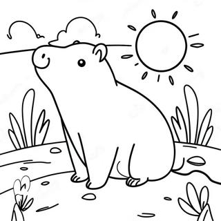 Cute Capybara In The Sun Coloring Page 9957-8124