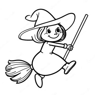 Witch Flying On A Broom Coloring Page 9977-8137