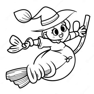 Witch Flying On A Broom Coloring Page 9977-8138