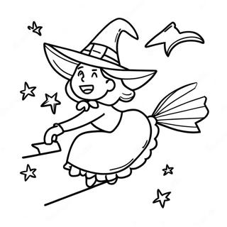 Witch Flying On A Broom Coloring Page 9977-8139