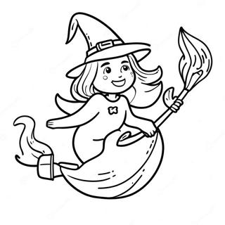 Witch Flying On A Broom Coloring Page 9977-8140