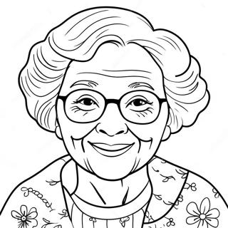 Grandma With Heartwarming Smile Coloring Page 9996-8146